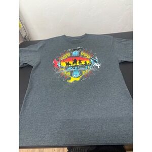 Southwestern Inspired Graphic T-Shirt Horseback Riders Sunset Gray Tee Unisex